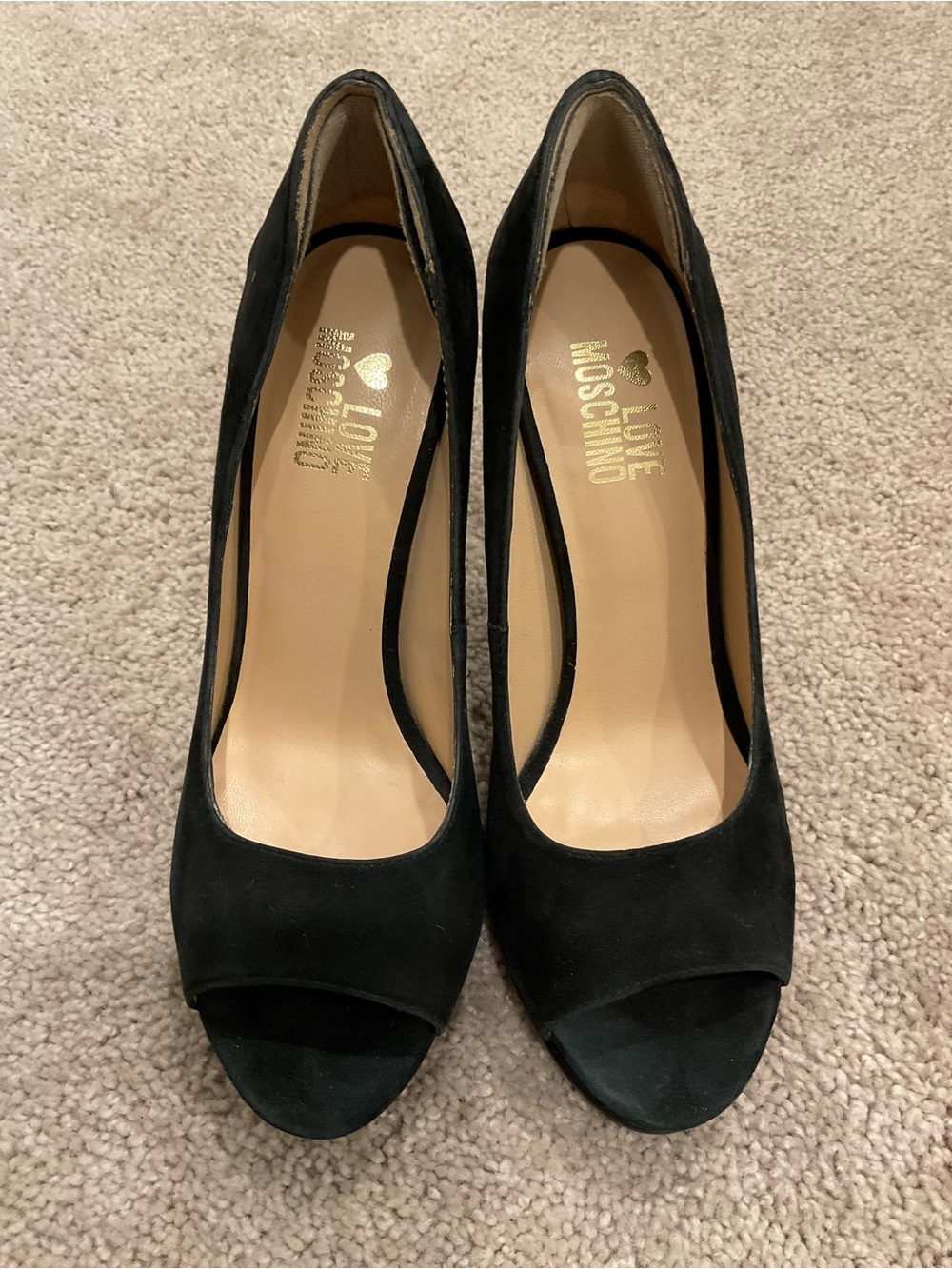 Love Moschino Black Suede Peep-Toe Heels